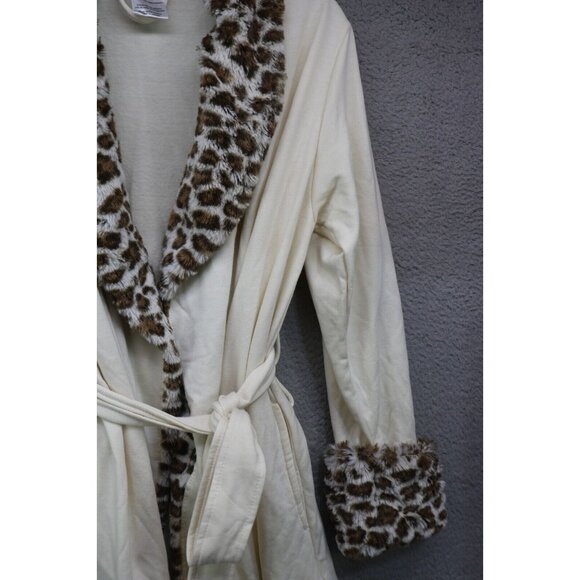 Serra Faux Fur Collar & Trim Robe-Size L/XL-Soft-Belted-Pockets - Picture 4 of 10